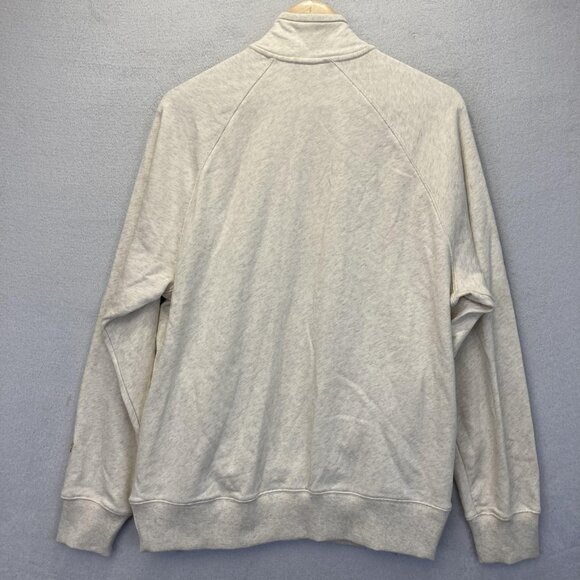 Fabletics 1/4 Zip Pullover Sweater Mens Medium Oatmeal Athletic Raglan Comfy - Picture 2 of 16
